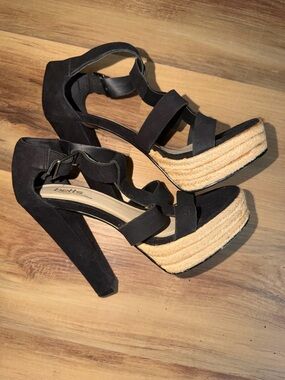 Betts Black Platform Espadrille Heels 8